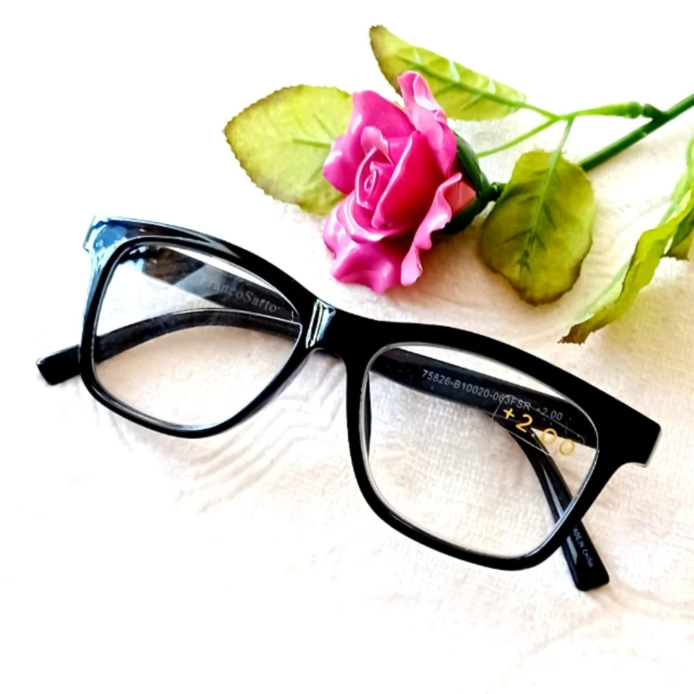 NWOT Franco Sarto Designer Reading Glasses Basic Black Unisex +2.00